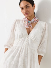 FatFace Flo White Broderie Midi Dress - Image 3 of 6