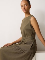 Jigsaw Olive Green Fine Crinkle Jersey Maxi Dress - Image 2 of 6