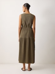 Jigsaw Olive Green Fine Crinkle Jersey Maxi Dress - Image 5 of 6