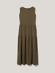 Jigsaw Olive Green Fine Crinkle Jersey Maxi Dress - Image 6 of 6