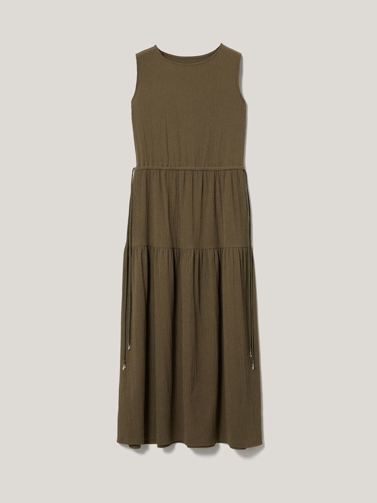 Jigsaw Olive Green Fine Crinkle Jersey Maxi Dress - Image 6 of 6