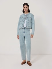Jigsaw Blue Gwen Denim Collarless Jacket - Image 2 of 6