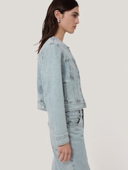 Jigsaw Blue Gwen Denim Collarless Jacket - Image 3 of 6