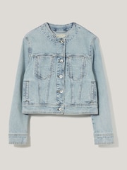 Jigsaw Blue Gwen Denim Collarless Jacket - Image 6 of 6