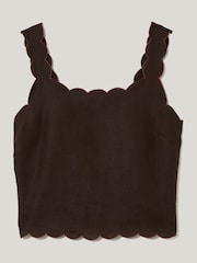 Jigsaw Brown Linen Scallop Crop Top - Image 4 of 4