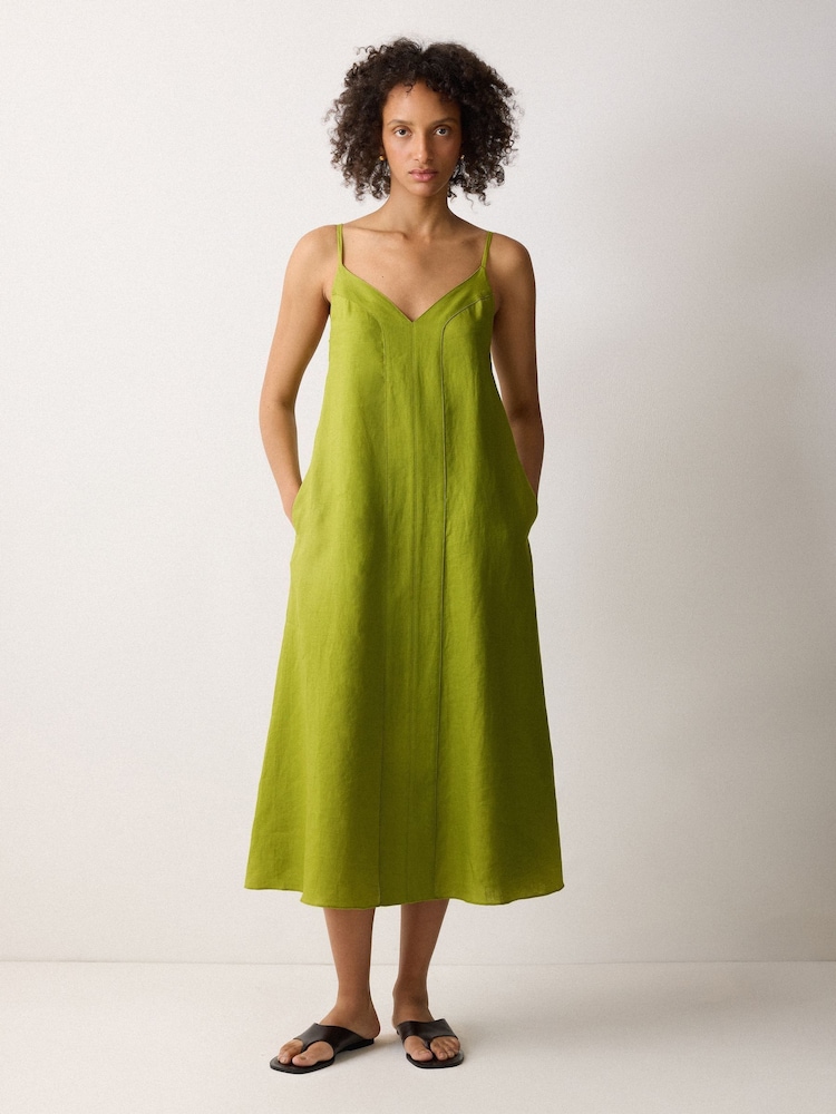 Jigsaw Green Linen Beach Sundress - Image 1 of 6 Jigsaw Green Linen Beach Sundress - Image 1 of 6