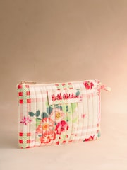 Cath Kidston Cream Floral and Check Print Zip Pouch - Image 1 of 3