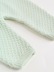 Sage Green Crochet Animal Knitted Cardigan and Legging Baby Set (0mths-2yrs) - Image 10 of 14