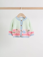 Sage Green Crochet Animal Knitted Cardigan and Legging Baby Set (0mths-2yrs) - Image 13 of 14