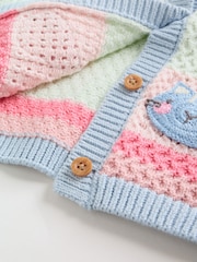 Sage Green Crochet Animal Knitted Cardigan and Legging Baby Set (0mths-2yrs) - Image 4 of 14