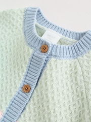 Sage Green Crochet Animal Knitted Cardigan and Legging Baby Set (0mths-2yrs) - Image 7 of 14