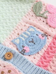 Sage Green Crochet Animal Knitted Cardigan and Legging Baby Set (0mths-2yrs) - Image 8 of 14