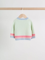 Sage Green Crochet Animal Knitted Cardigan and Legging Baby Set (0mths-2yrs) - Image 9 of 14