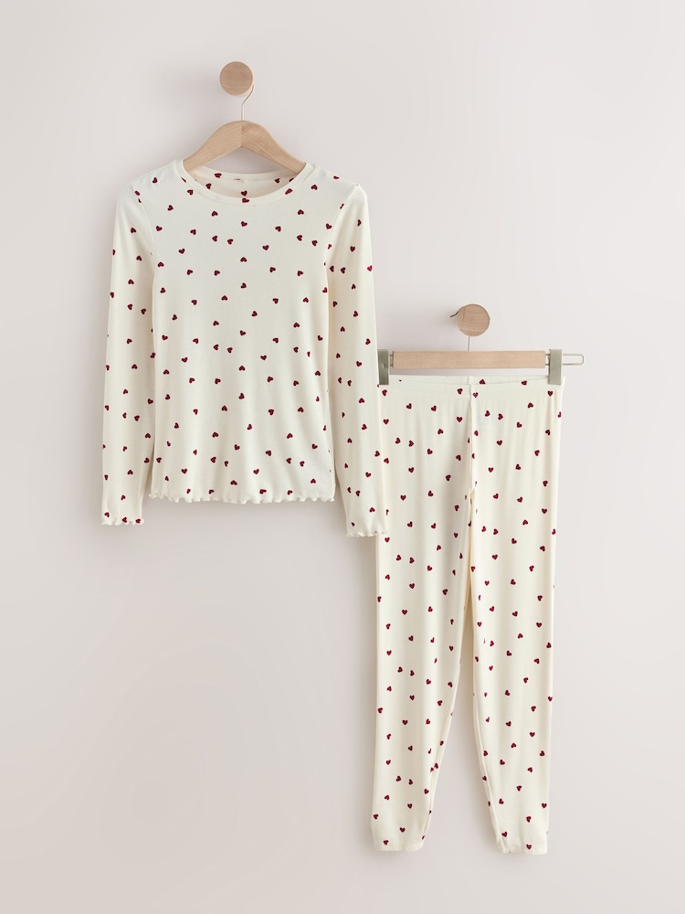 Cream/Red Heart Print ThermoGen Lightweight Thermal Long Sleeve Set - Image 1 of 4