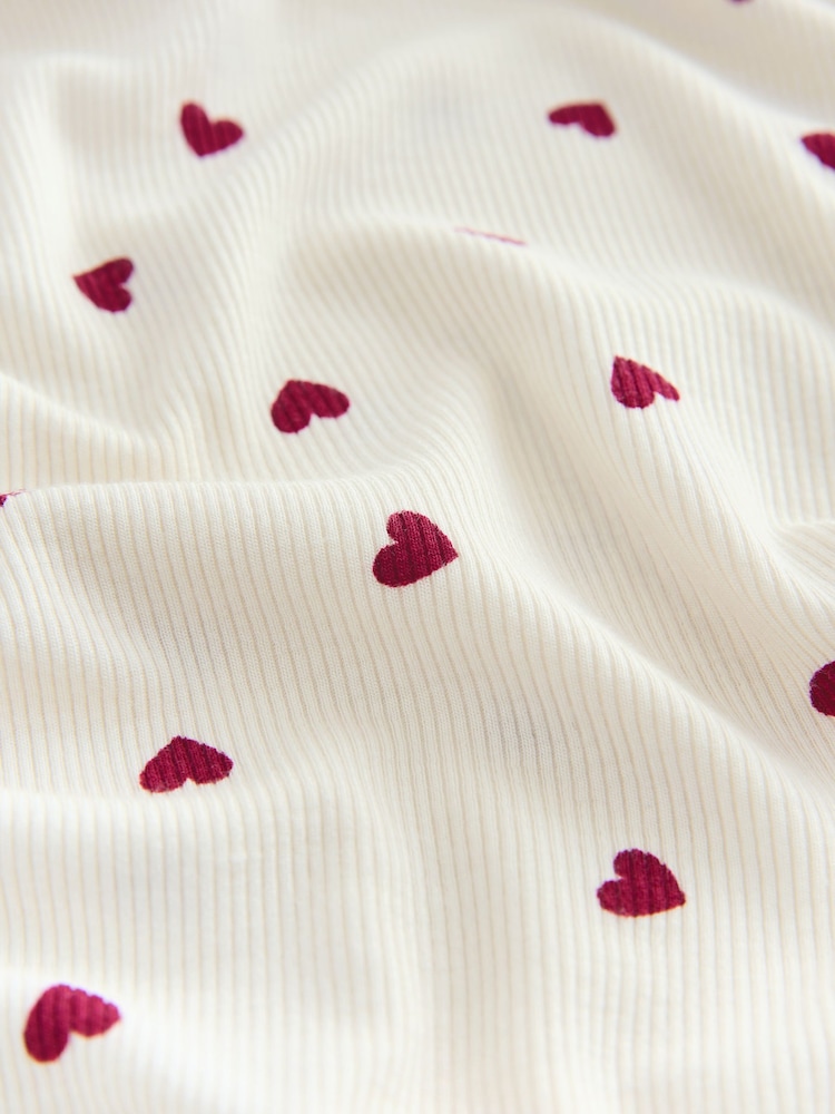 Cream/Red Heart Print ThermoGen Lightweight Thermal Long Sleeve Set - Image 2 of 4