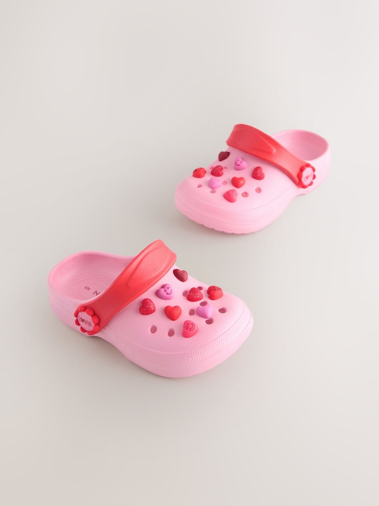 Pink/Red Hearts Standard Fit (F) Character Clogs - Image 1 of 5 Pink/Red Hearts Standard Fit (F) Character Clogs - Image 1 of 5