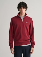 GANT Red Shield Logo Half Zip Sweatshirt - Image 1 of 7