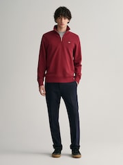 GANT Red Shield Logo Half Zip Sweatshirt - Image 3 of 7