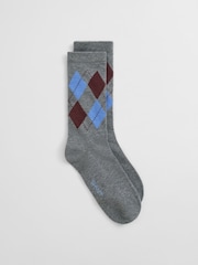 GANT Grey Argyle Print Crew Socks - Image 1 of 1