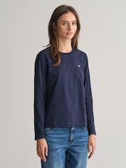 GANT Light Blue Shield Logo Long Sleeve T-Shirt - Image 1 of 5