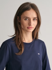 GANT Light Blue Shield Logo Long Sleeve T-Shirt - Image 4 of 5