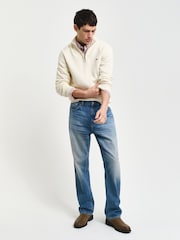 GANT Cream Casual Cotton Quarter Zip Jumper - Image 3 of 5