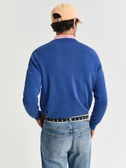 GANT Blue Classic Cotton Crew Neck Knit Jumper - Image 2 of 6