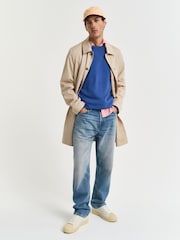 GANT Blue Classic Cotton Crew Neck Knit Jumper - Image 4 of 6
