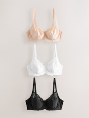 Black/White/Almond Nude DD+ Non Pad Full Cup Bras 3 Pack - Image 7 of 12