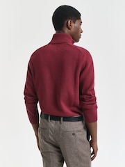 Vermelho - GANT Jumper casual de algodão com zíper em um quarto - Imagem 2 de 5