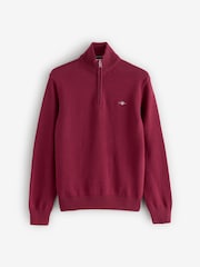 Vermelho - GANT Jumper casual de algodão com zíper em um quarto - Imagem 5 de 5