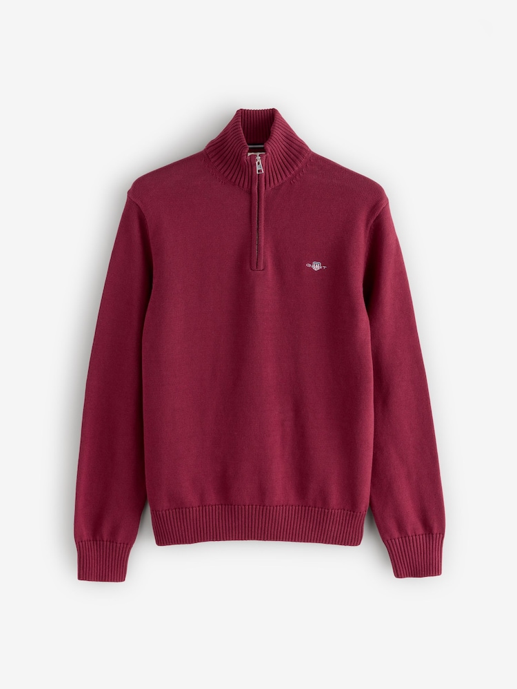 GANT Red Casual Cotton Quarter Zip Jumper - Image 5 of 5 GANT Red Casual Cotton Quarter Zip Jumper - Image 5 of 5