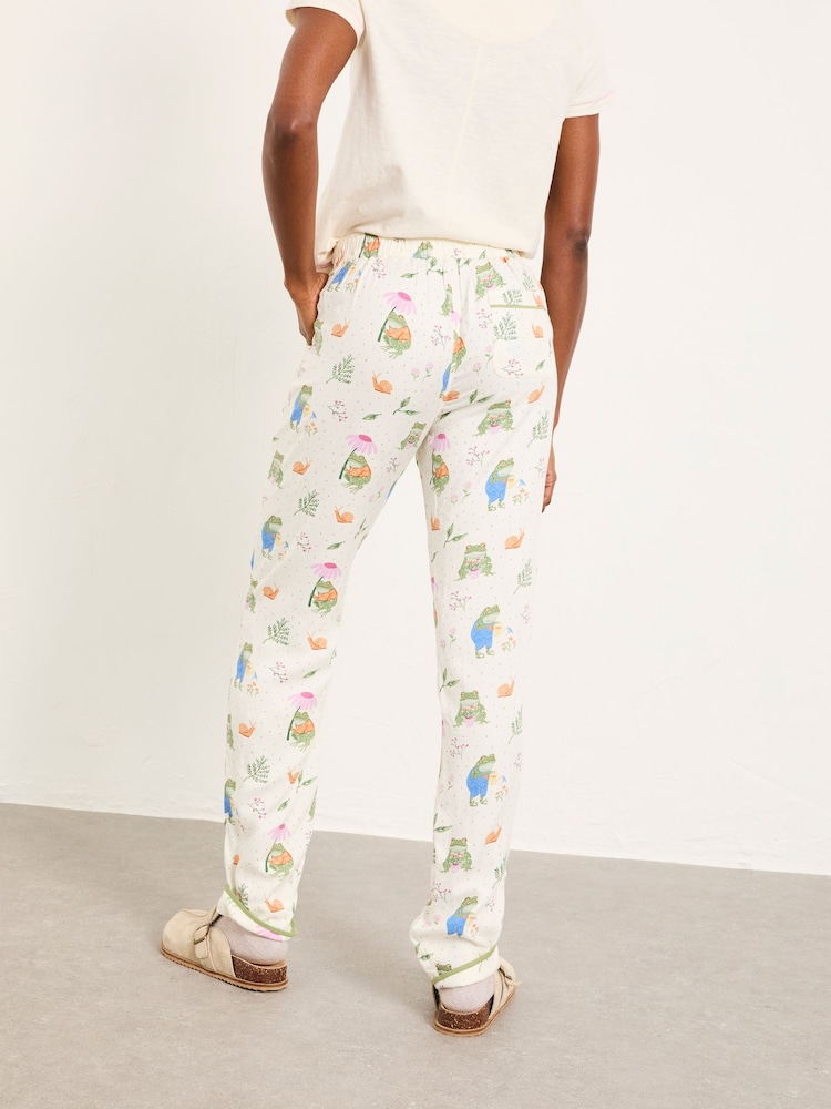 FatFace Eva Ivory Frog Print Pyjama Bottom - Image 2 of 6 FatFace Eva Ivory Frog Print Pyjama Bottom - Image 2 of 6