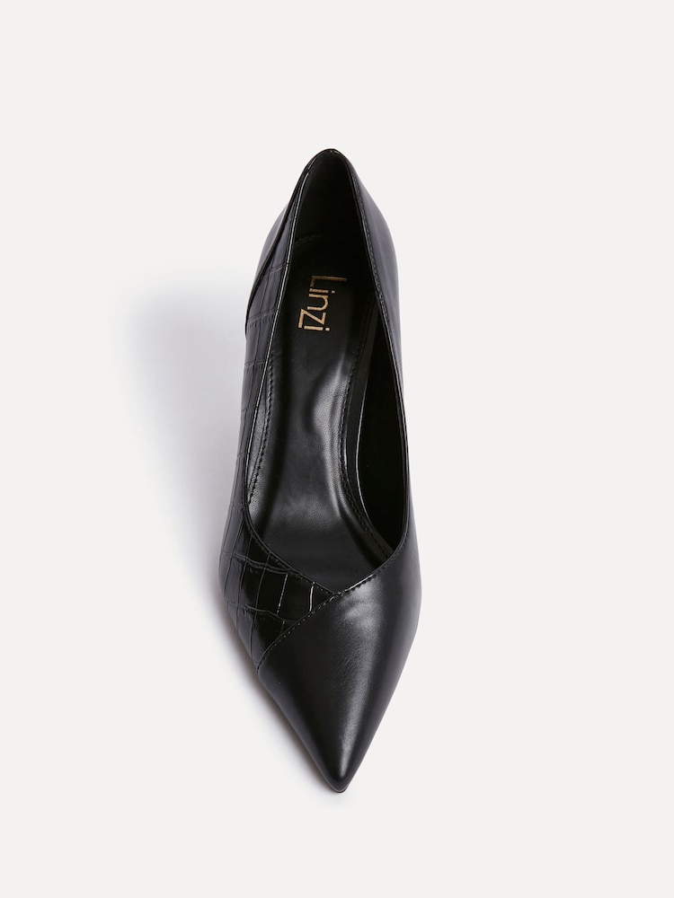 Svart - Linzi Gaia Mix Croc Court Heels - Bilde 5 av 5