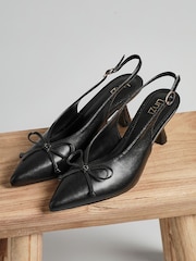 Linzi Black Ribbon Slingback Courts Heel With Front Bow Detail - Image 1 of 6