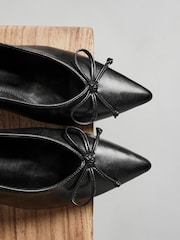 Linzi Black Ribbon Slingback Courts Heel With Front Bow Detail - Image 2 of 6