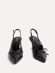 Linzi Black Ribbon Slingback Courts Heel With Front Bow Detail - Image 4 of 6