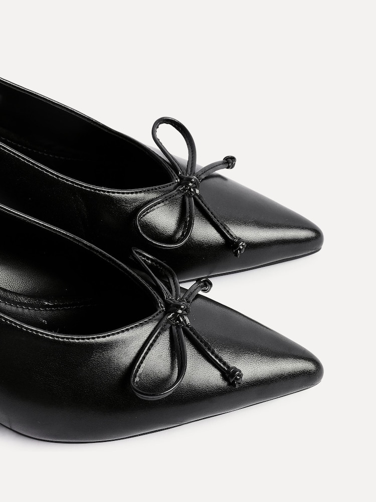 Linzi Black Ribbon Slingback Courts Heel With Front Bow Detail - Image 6 of 6 Linzi Black Ribbon Slingback Courts Heel With Front Bow Detail - Image 6 of 6