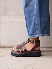 Linzi Brown Vault Strappy Flatform Sandals - Image 1 of 6