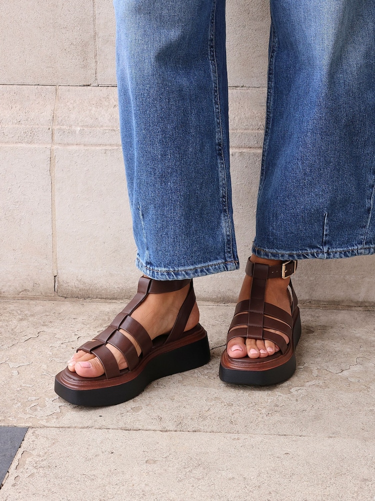 Linzi Brown Vault Strappy Flatform Sandals - Image 2 of 6 Linzi Brown Vault Strappy Flatform Sandals - Image 2 of 6