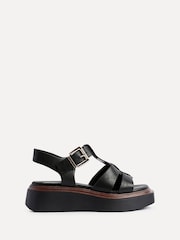 Linzi Black Retract Gladiator Style Flatform Sandals - Image 3 of 6