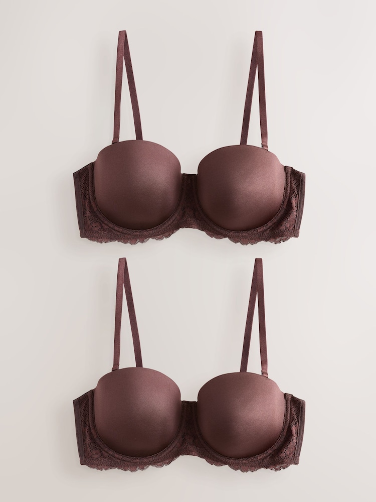 Chocolate Nude A-E Light Pad Strapless Multiway Bras 2 Pack - Image 1 of 4