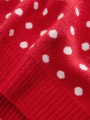 Red Polka Dot Sleeveless Knitted Tank With Wool - Image 3 of 3