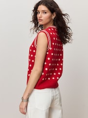 Lunares rojos - Camiseta de punto sin mangas con lana - Imagen 5 de 9