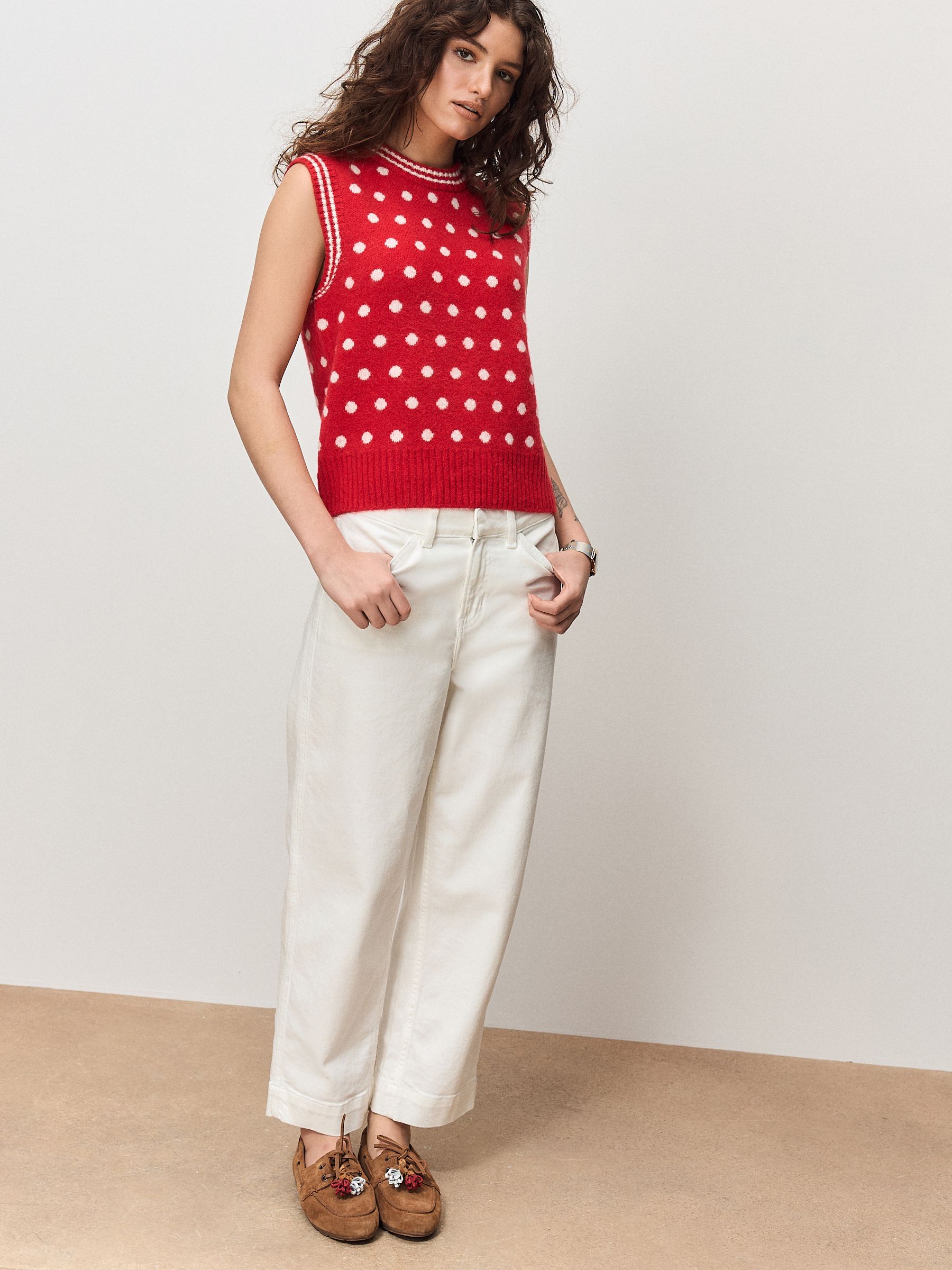 Buy Red Polka Dot Sleeveless Knitted Tank With Wool from Next Romania