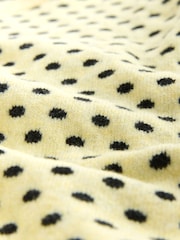 Yellow Polka Dot Slim Supersoft Crew Neck Cardigan with Wool - Image 7 of 8