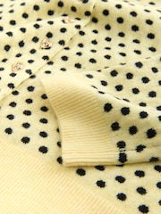 Yellow Polka Dot Slim Supersoft Crew Neck Cardigan with Wool - Image 8 of 8