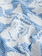 Blue/White Short Sleeve Floral Crochet Crew Neck T-Shirt - Image 6 of 7