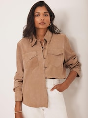 Mint Velvet Natural Suede Shirt - Image 3 of 7