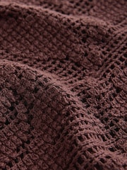 Chocolate Brown Short Sleeve Floral Crochet Crew Neck T-Shirt - Image 7 of 8